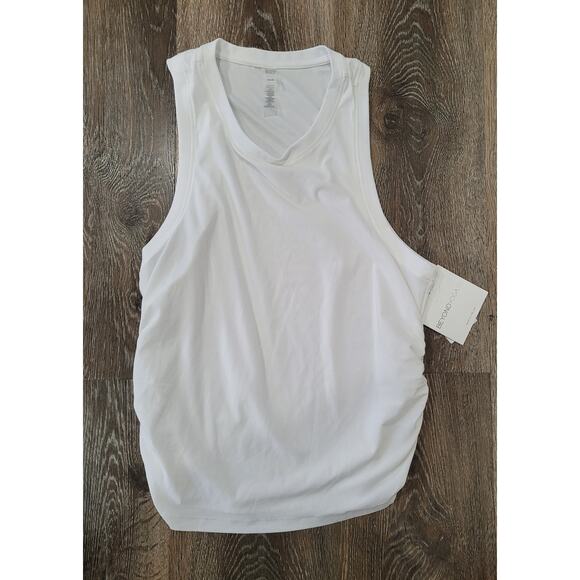 Beyond‎ Yoga Women's Ruched Sides White Tank Top -  Medium - Active Wear NEW #16 - Picture 1 of 5